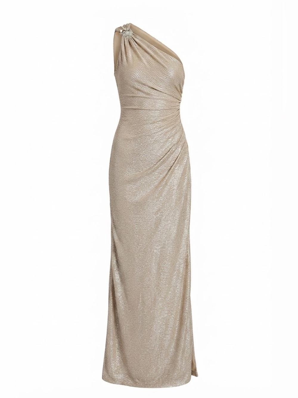 NWOT David Meister Champagne Metallic Gown - Picture 1 of 7